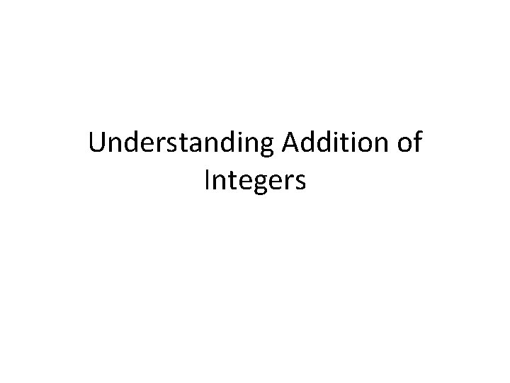 Understanding Addition of Integers 