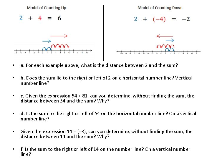  • a. For each example above, what is the distance between 2 and