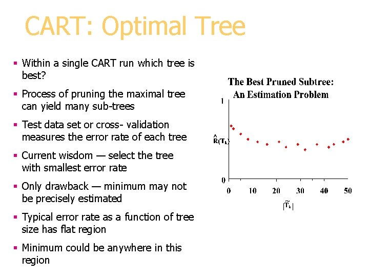 CART: Optimal Tree § Within a single CART run which tree is best? § CART: Optimal Tree § Within a single CART run which tree is best? §