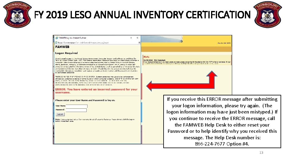 FY 2019 LESO ANNUAL INVENTORY CERTIFICATION If you receive this ERROR message after submitting