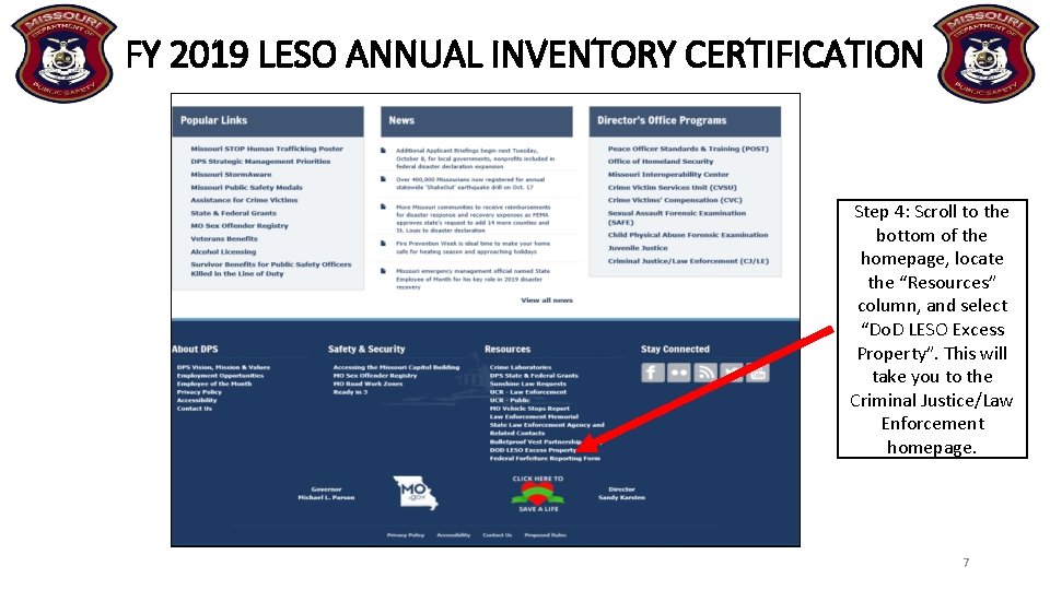 FY 2019 LESO ANNUAL INVENTORY CERTIFICATION Step 4: Scroll to the bottom of the