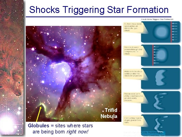 Shocks Triggering Star Formation Trifid Nebula Globules = sites where stars are being born