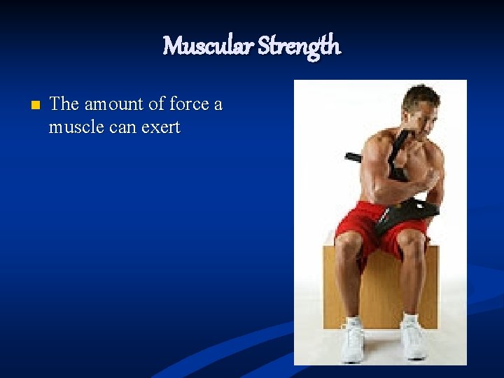 Muscular Strength n The amount of force a muscle can exert 