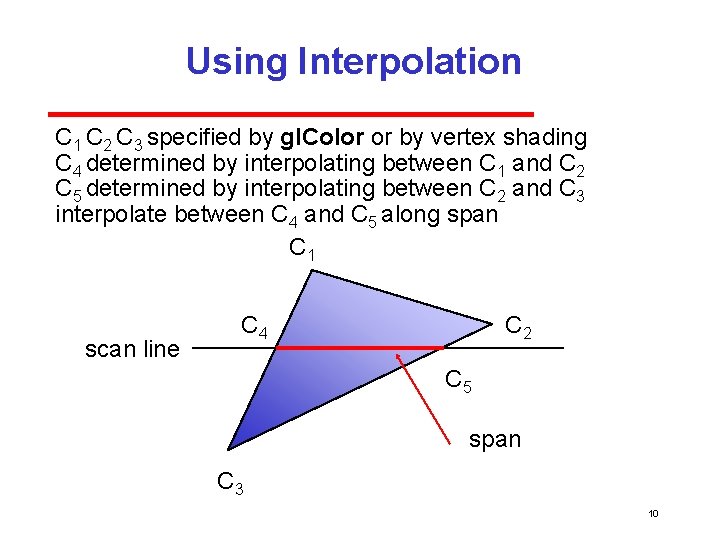 Using Interpolation C 1 C 2 C 3 specified by gl. Color or by