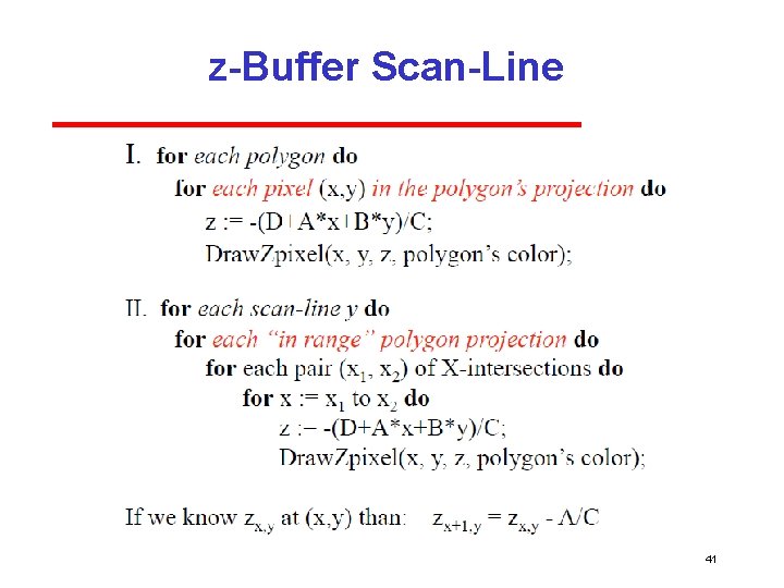 z-Buffer Scan-Line 41 