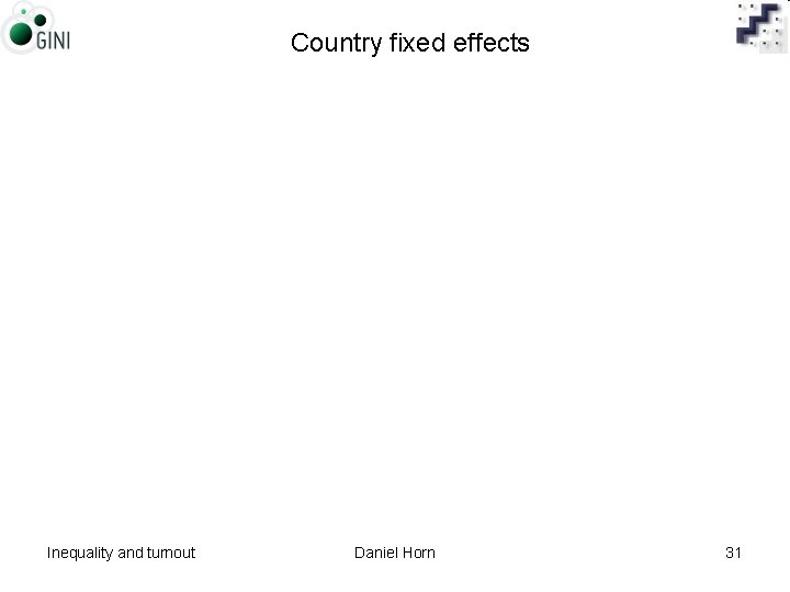 Country fixed effects Inequality and turnout Daniel Horn 31 