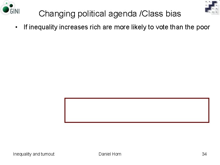 Changing political agenda /Class bias • If inequality increases rich are more likely to