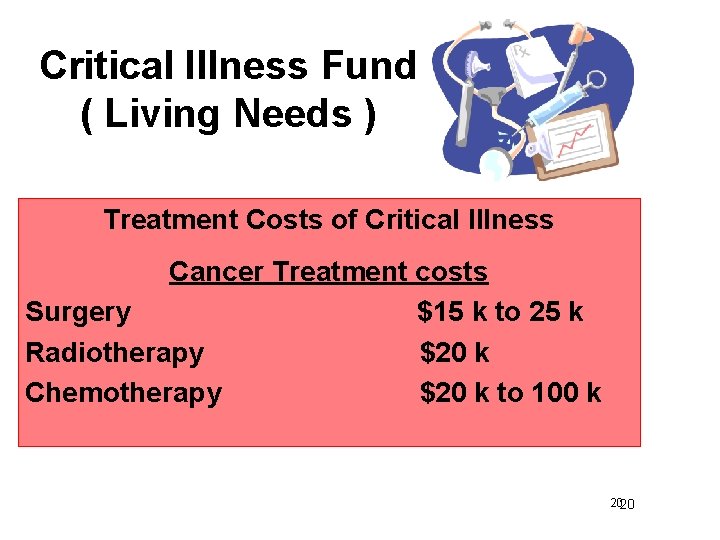 Critical Illness Fund ( Living Needs ) Treatment Costs of Critical Illness Cancer Treatment