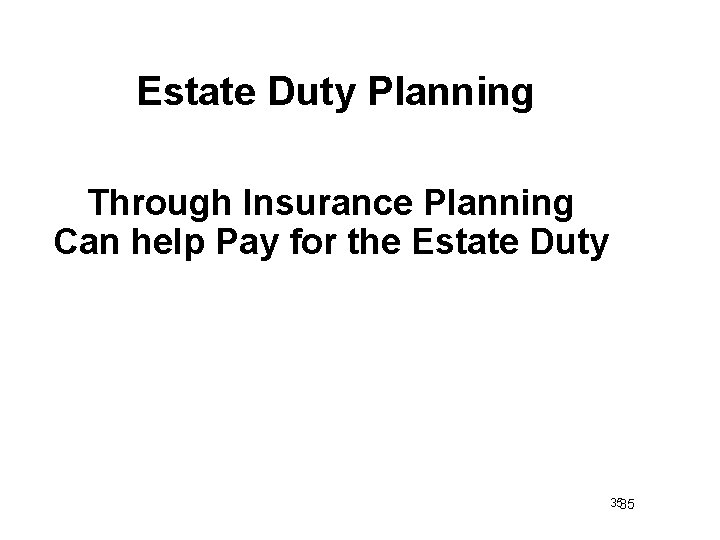 Estate Duty Planning Through Insurance Planning Can help Pay for the Estate Duty 3535