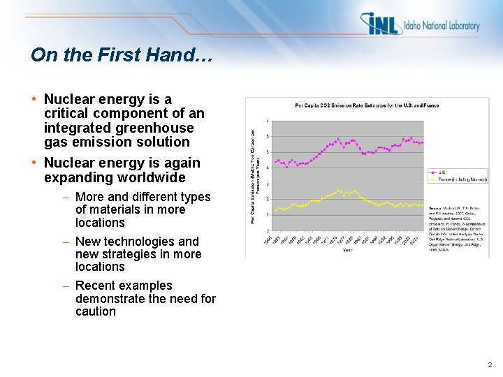 On the First Hand… • Nuclear energy is a critical component of an integrated