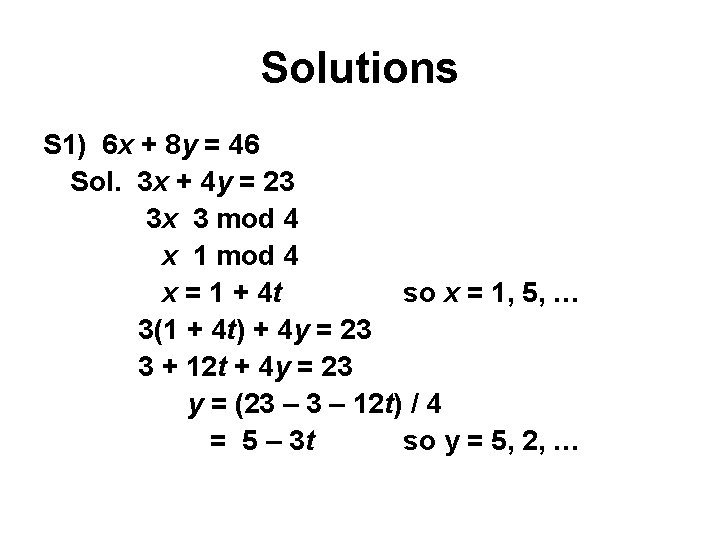 Solutions S 1) 6 x + 8 y = 46 Sol. 3 x +