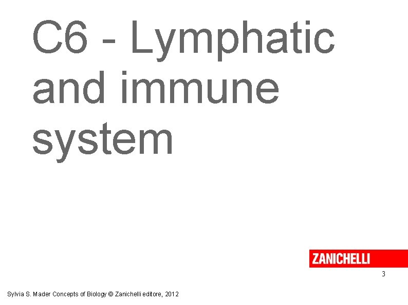 C 6 - Lymphatic and immune system 3 Sylvia S. Mader Concepts of Biology