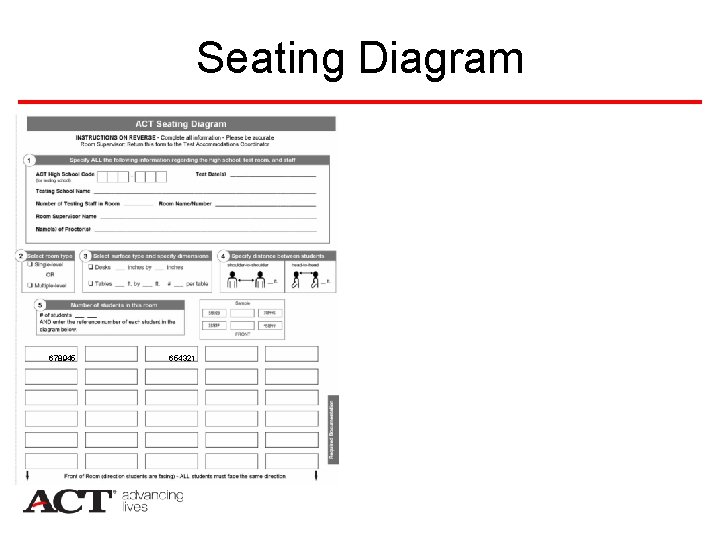 Seating Diagram 678945 654321 