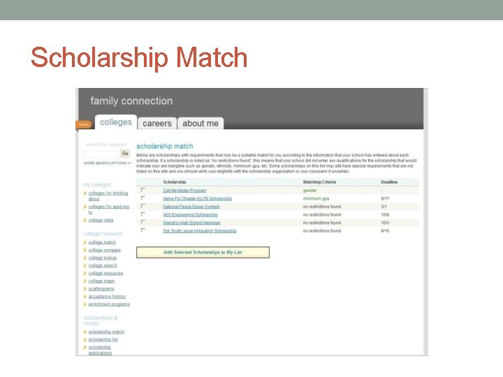 Scholarship Match 