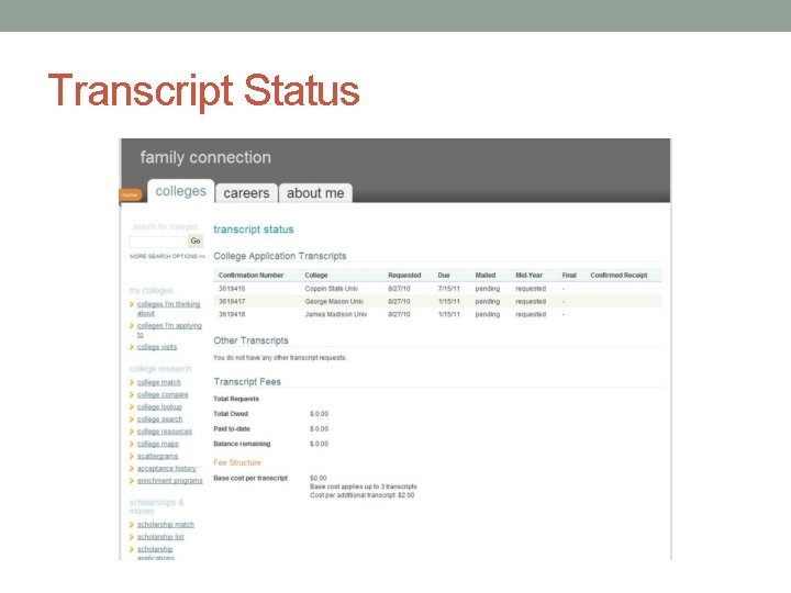 Transcript Status 