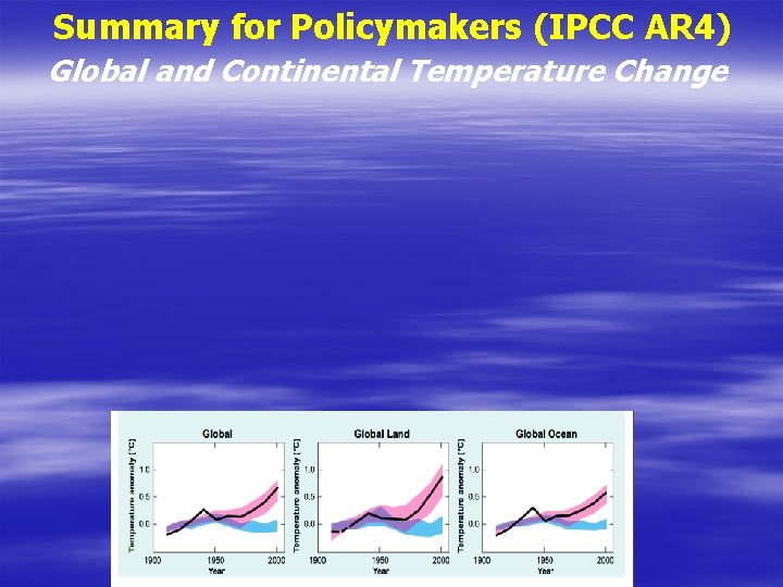 Summary for Policymakers (IPCC AR 4) Global and Continental Temperature Change Summary for Policymakers (IPCC AR 4) Global and Continental Temperature Change