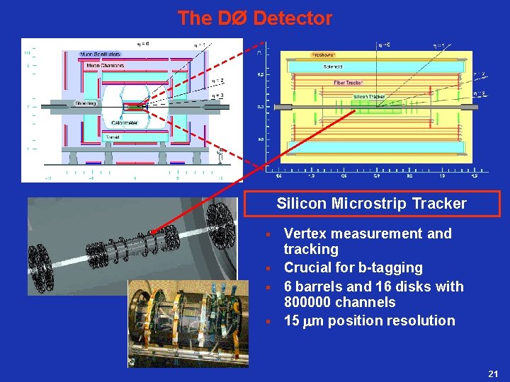 The DØ Detector Silicon Microstrip Tracker Vertex measurement and tracking § Crucial for b-tagging