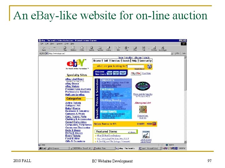 An e. Bay-like website for on-line auction 2010 FALL EC Websites Development 97 