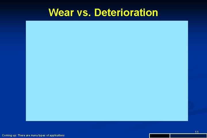 Wear vs. Deterioration Coming up: There are many types of applications 11 