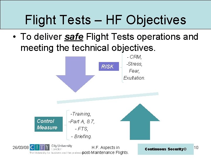 Flight Tests – HF Objectives • To deliver safe Flight Tests operations and meeting