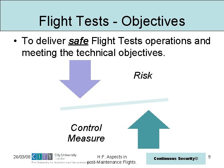 Flight Tests - Objectives • To deliver safe Flight Tests operations and meeting the