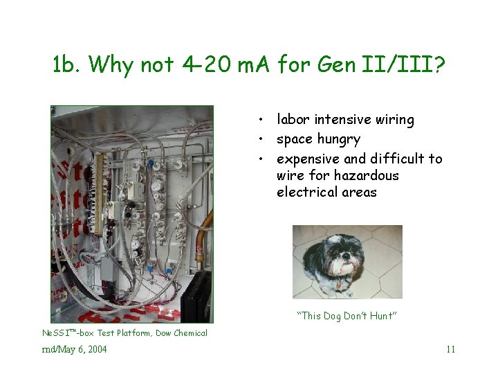 1 b. Why not 4 -20 m. A for Gen II/III? • labor intensive