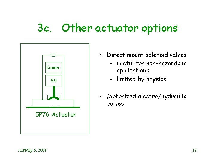 3 c. Other actuator options Comm. SV • Direct mount solenoid valves – useful