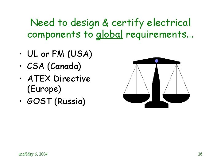 Need to design & certify electrical components to global requirements. . . • UL