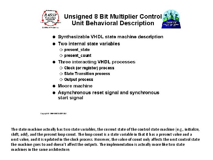 The state machine actually has two state variables, the current state of the control