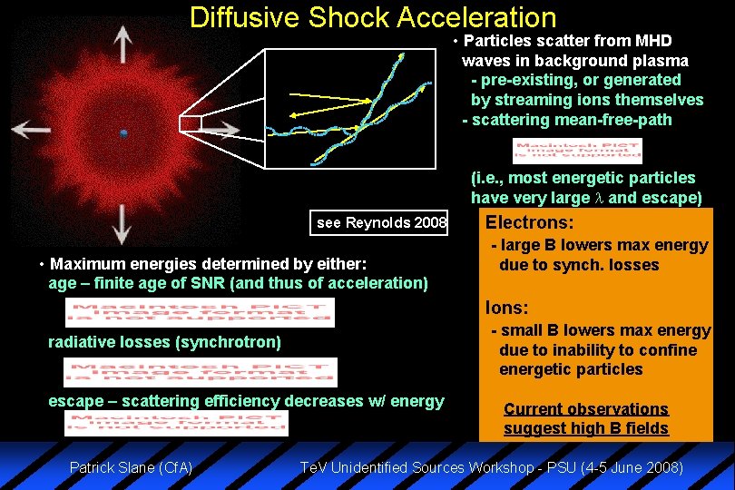 Diffusive Shock Acceleration • Particles scatter from MHD waves in background plasma - pre-existing,