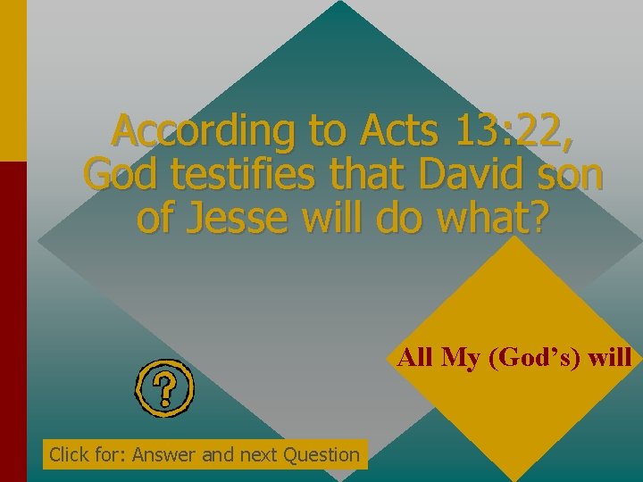 According to Acts 13: 22, God testifies that David son of Jesse will do According to Acts 13: 22, God testifies that David son of Jesse will do