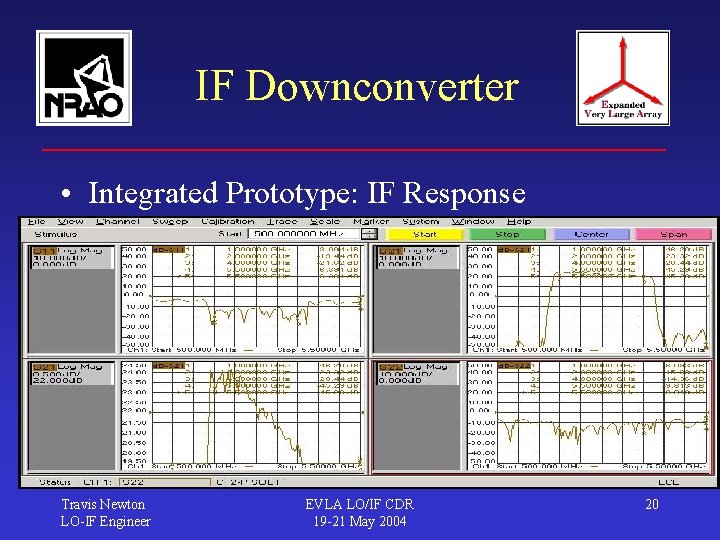 IF Downconverter • Integrated Prototype: IF Response Travis Newton LO-IF Engineer EVLA LO/IF CDR