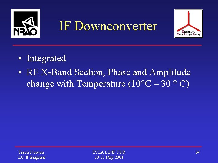 IF Downconverter • Integrated • RF X-Band Section, Phase and Amplitude change with Temperature