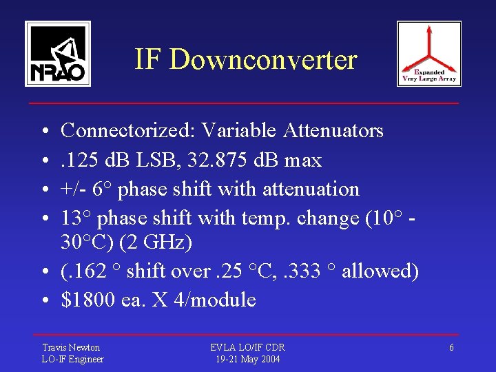 IF Downconverter • • Connectorized: Variable Attenuators. 125 d. B LSB, 32. 875 d.