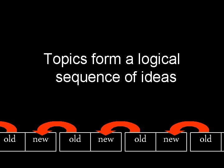 Topics form a logical sequence of ideas old new old 14 