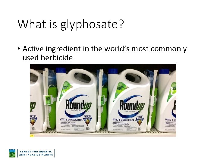 What is glyphosate? • Active ingredient in the world’s most commonly used herbicide 