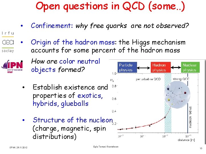 Open questions in QCD (some. . ) • Confinement: why free quarks are not