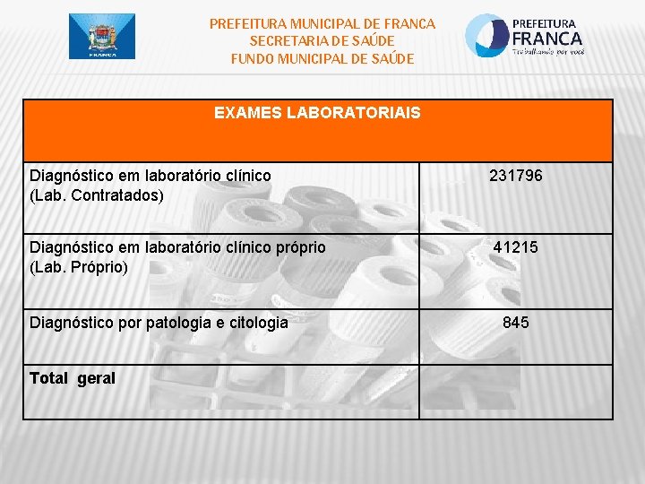 PREFEITURA MUNICIPAL DE FRANCA SECRETARIA DE SAÚDE FUNDO MUNICIPAL DE SAÚDE EXAMES LABORATORIAIS Diagnóstico