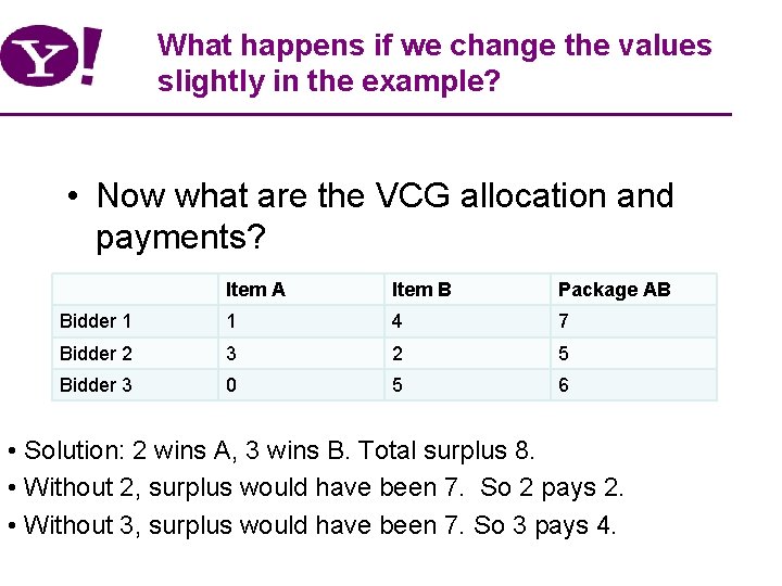 What happens if we change the values slightly in the example? • Now what