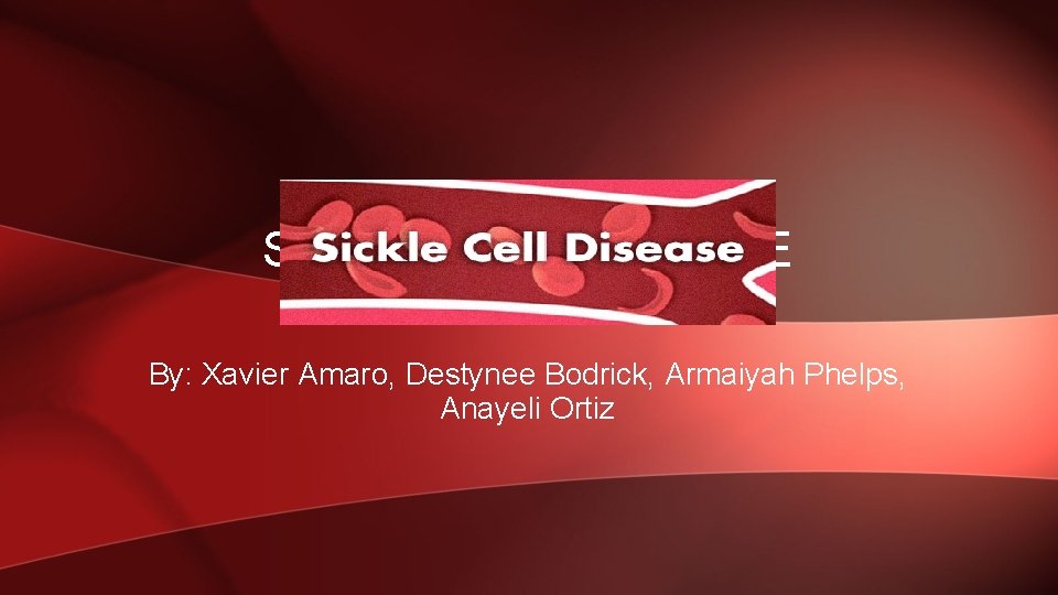 SICKLE CELL DISEASE By: Xavier Amaro, Destynee Bodrick, Armaiyah Phelps, Anayeli Ortiz 