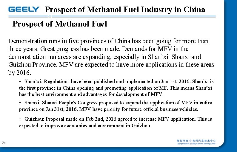 Prospect of Methanol Fuel Industry in China Prospect of Methanol Fuel Demonstration runs in Prospect of Methanol Fuel Industry in China Prospect of Methanol Fuel Demonstration runs in