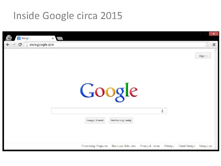 Inside Google circa 2015 Inside Google circa 2015