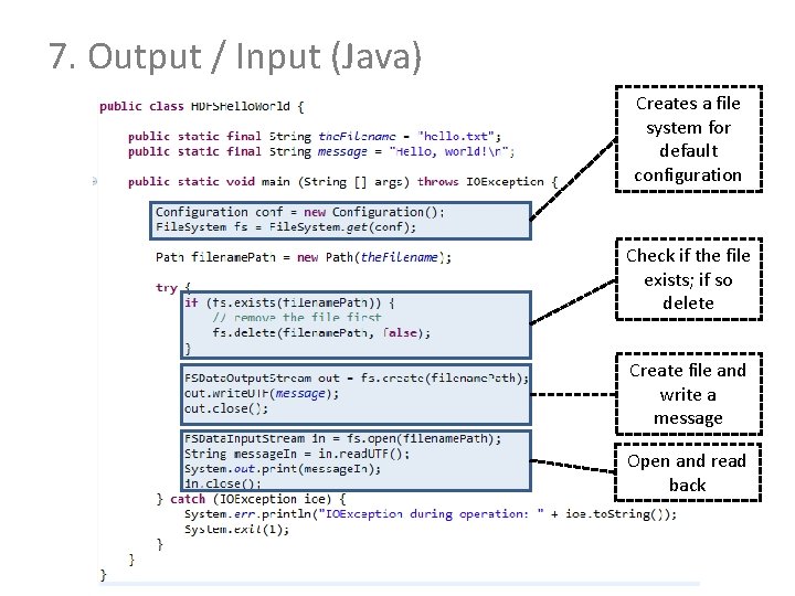 7. Output / Input (Java) Creates a file system for default configuration Check if 7. Output / Input (Java) Creates a file system for default configuration Check if