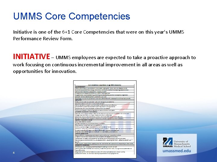 UMMS Core Competencies Initiative is one of the 6+1 Core Competencies that were on