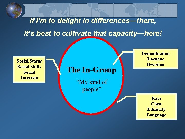 If I’m to delight in differences—there, It’s best to cultivate that capacity—here! Social Status