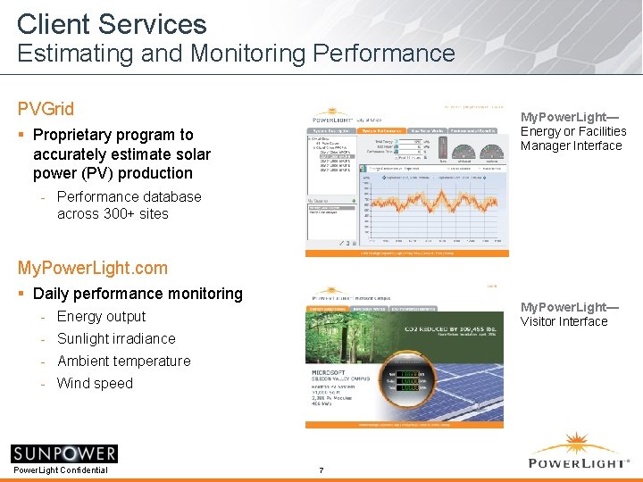 Client Services Estimating and Monitoring Performance PVGrid My. Power. Light— Energy or Facilities Manager