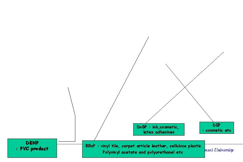 Dn. BP : ink, cosmetic, latex adhesives DEHP : PVC product DEP : cosmetic