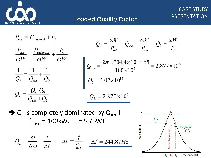 The CERN Accelerator School Loaded Quality Factor QL is completely dominated by Qext !