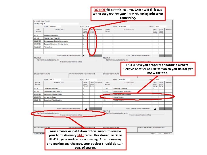 DO NOT fill out this column. Cadre will fill it out when they review