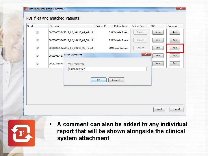  • A comment can also be added to any individual report that will